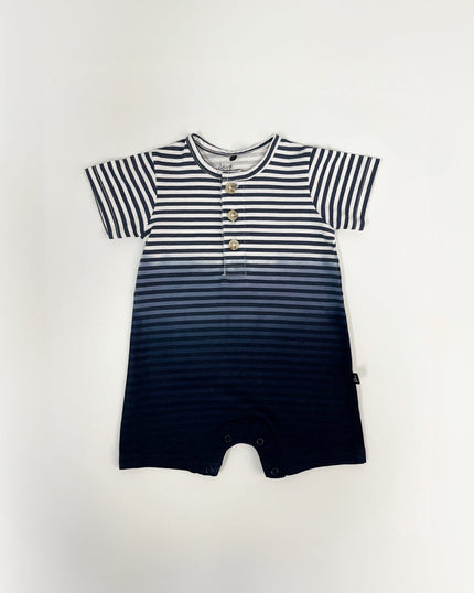 Organic Cotton Romper Blue Gradient Stripes