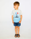 Organic Cotton Short Sleeve T-Shirt Grey Mix To Blue Gradient