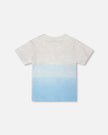 Organic Cotton Short Sleeve T-Shirt Grey Mix To Blue Gradient