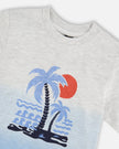 Organic Cotton Short Sleeve T-Shirt Grey Mix To Blue Gradient