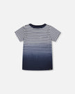 Organic Cotton Short Sleeve T-Shirt Blue Gradient Stripes