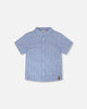 Printed Chambray Short-Sleeve Shirt Blue Denim Stripes