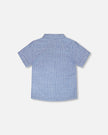 Printed Chambray Short-Sleeve Shirt Blue Denim Stripes