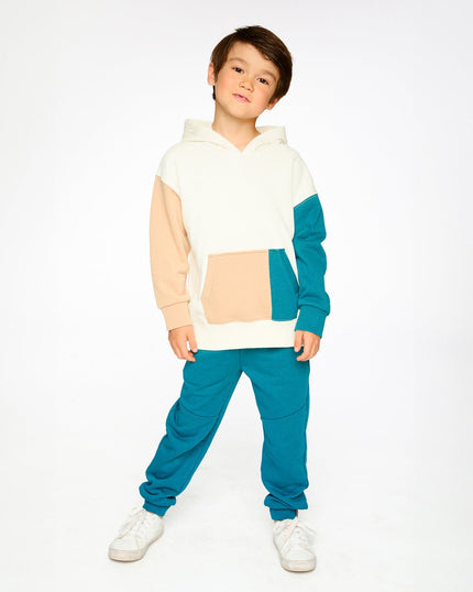French Terry Sweatpants With Cross Seams Dark Turquoise