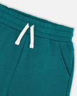 French Terry Sweatpants With Cross Seams Dark Turquoise