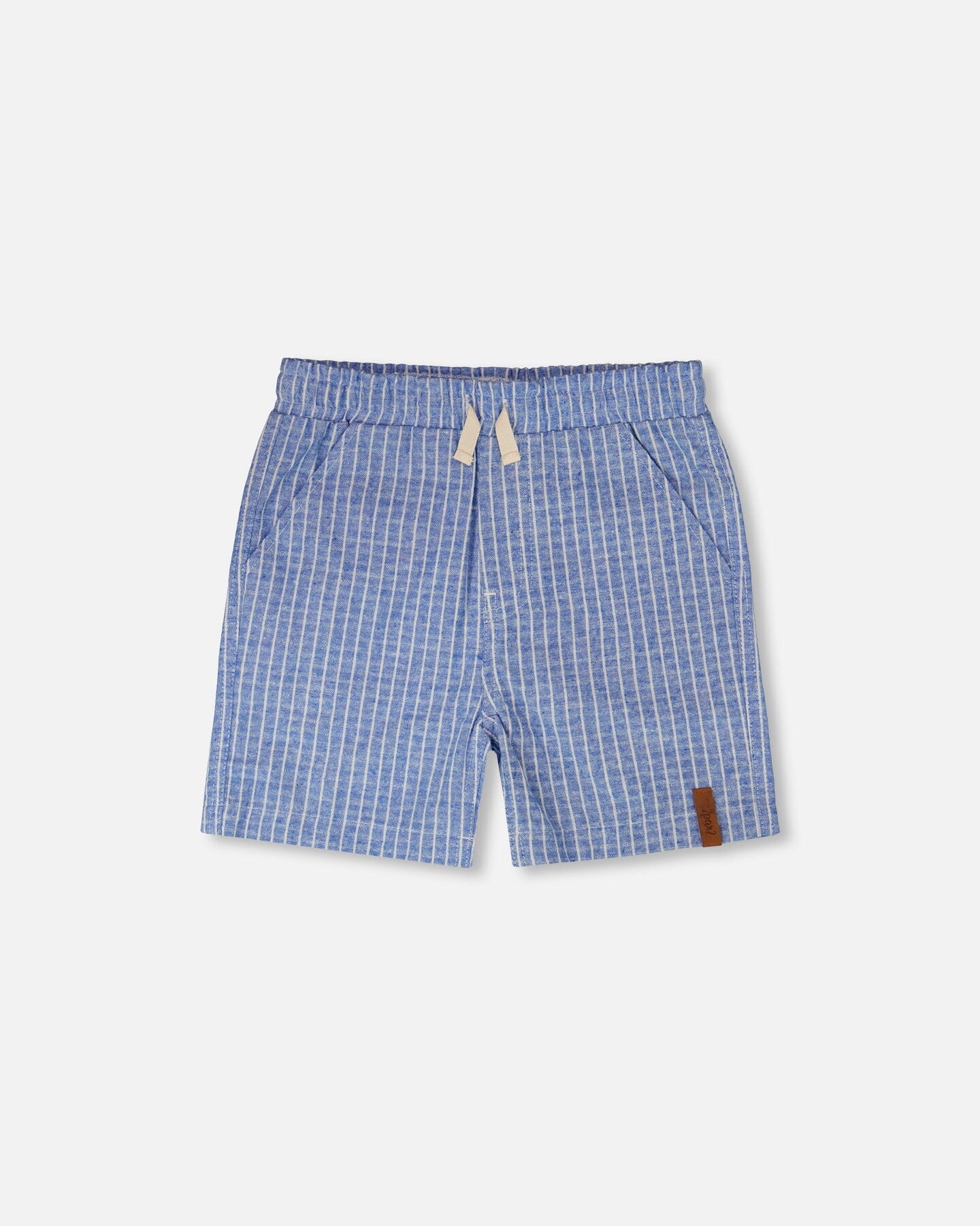 Printed Chambray Shorts Blue Denim Stripes
