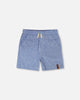 Printed Chambray Shorts Blue Denim Stripes