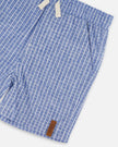 Printed Chambray Shorts Blue Denim Stripes