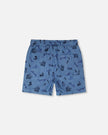 Chambray Shorts Blue Printed Skateboards