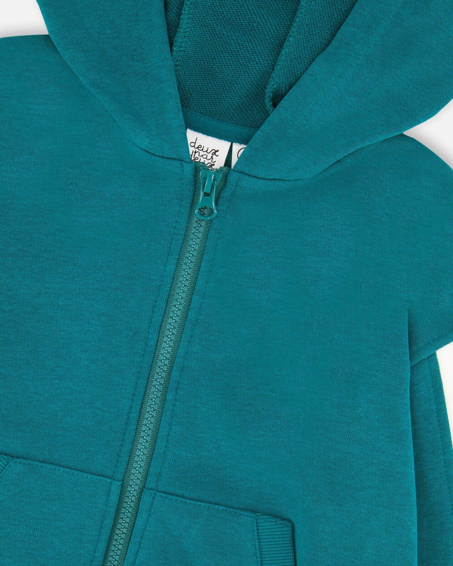 Hooded French Terry Cardigan Dark Turquoise