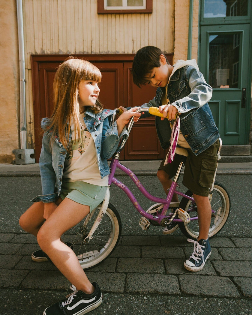 Navy Blue Denim Jacket With Removable French Terry Hood