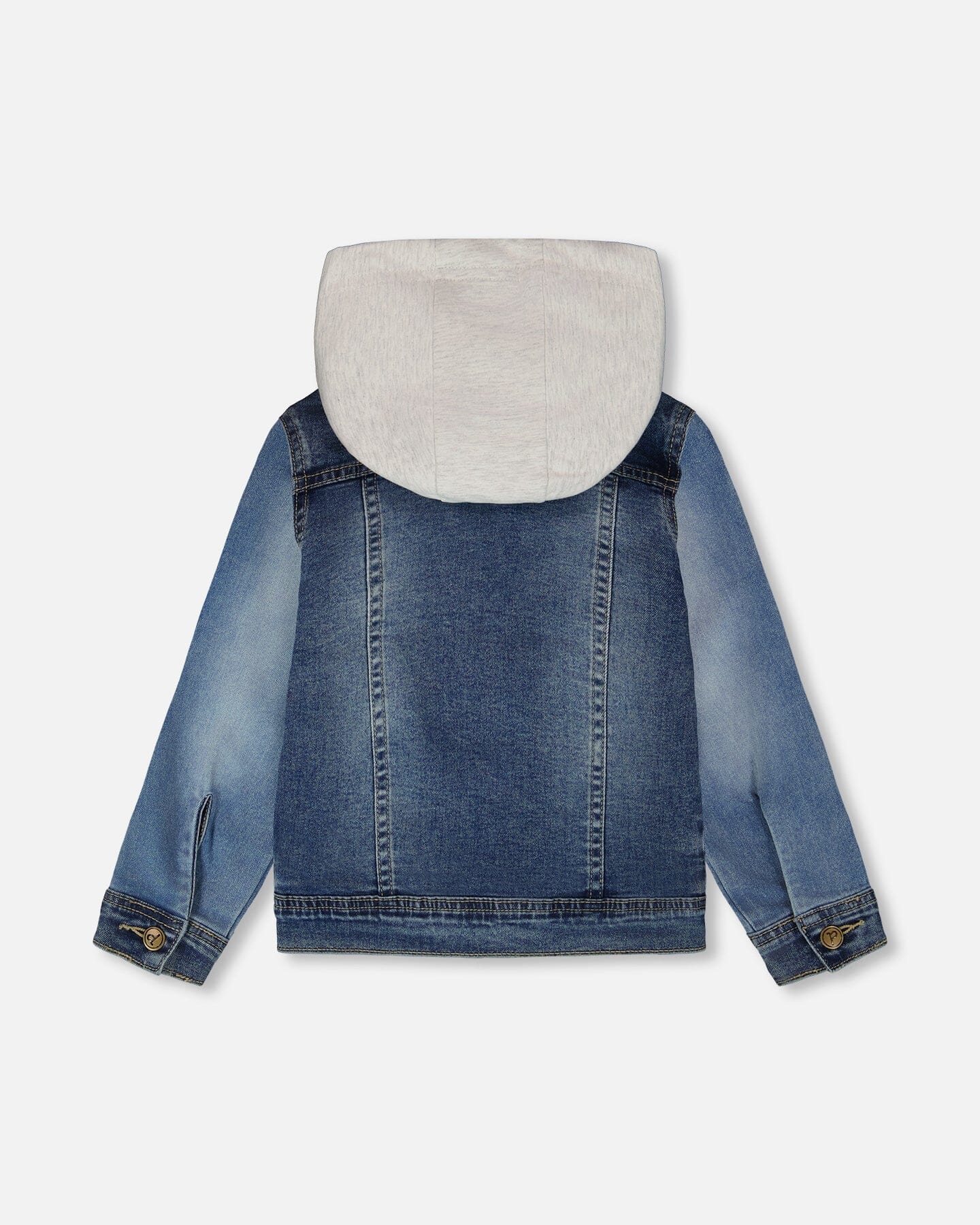 Navy Blue Denim Jacket With Removable French Terry Hood
