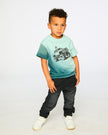 Organic Cotton Jersey T-Shirt With Print Turquoise
