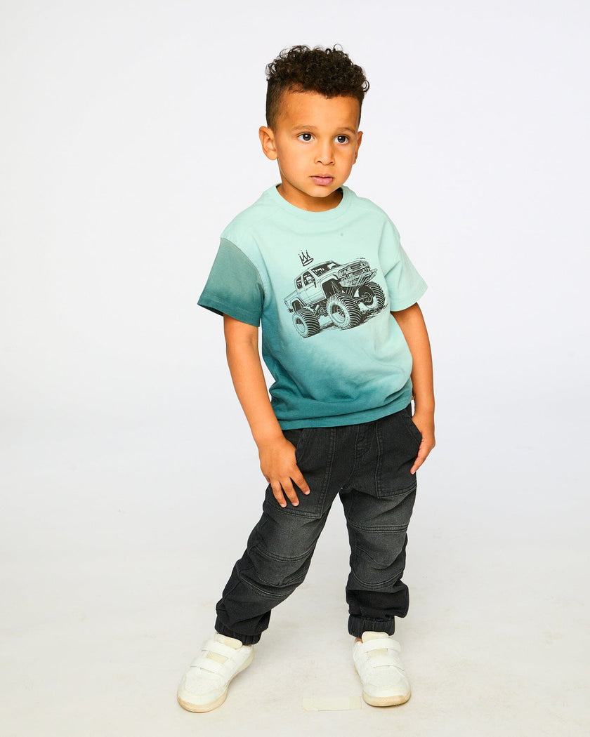Organic Cotton Jersey T-Shirt With Print Turquoise