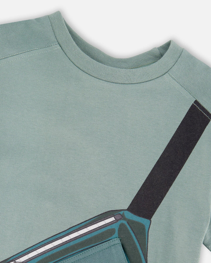 Organic Cotton Jersey T-Shirt With Cross Bag Green