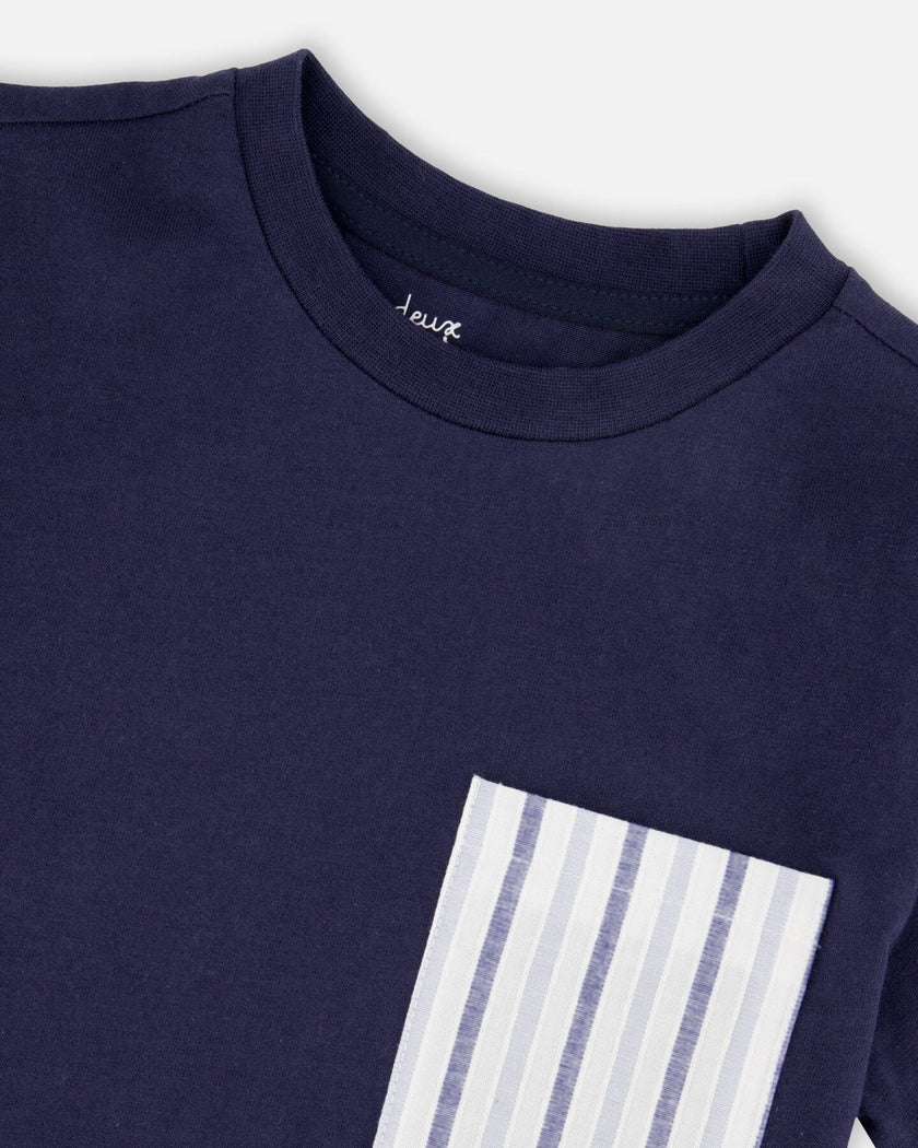 Jersey T-Shirt With Chest Pocket Dark Blue