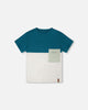 Organic Cotton Colorblock Jersey T-Shirt With Chest Pocket Heather Grey