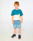 Organic Cotton Colorblock Jersey T-Shirt With Chest Pocket Heather Grey
