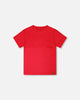 Organic Cotton Colorblock Jersey T-Shirt With Chest Pocket Rouge