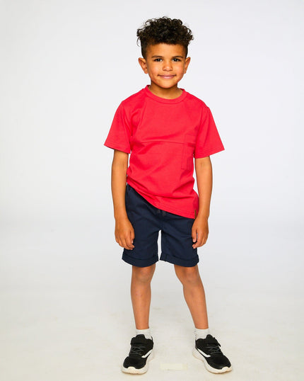 Organic Cotton Colorblock Jersey T-Shirt With Chest Pocket Rouge