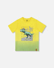 Organic Cotton Jersey T-Shirt With Print Yellow