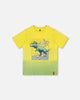 Organic Cotton Jersey T-Shirt With Print Yellow