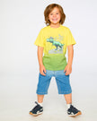 Organic Cotton Jersey T-Shirt With Print Yellow