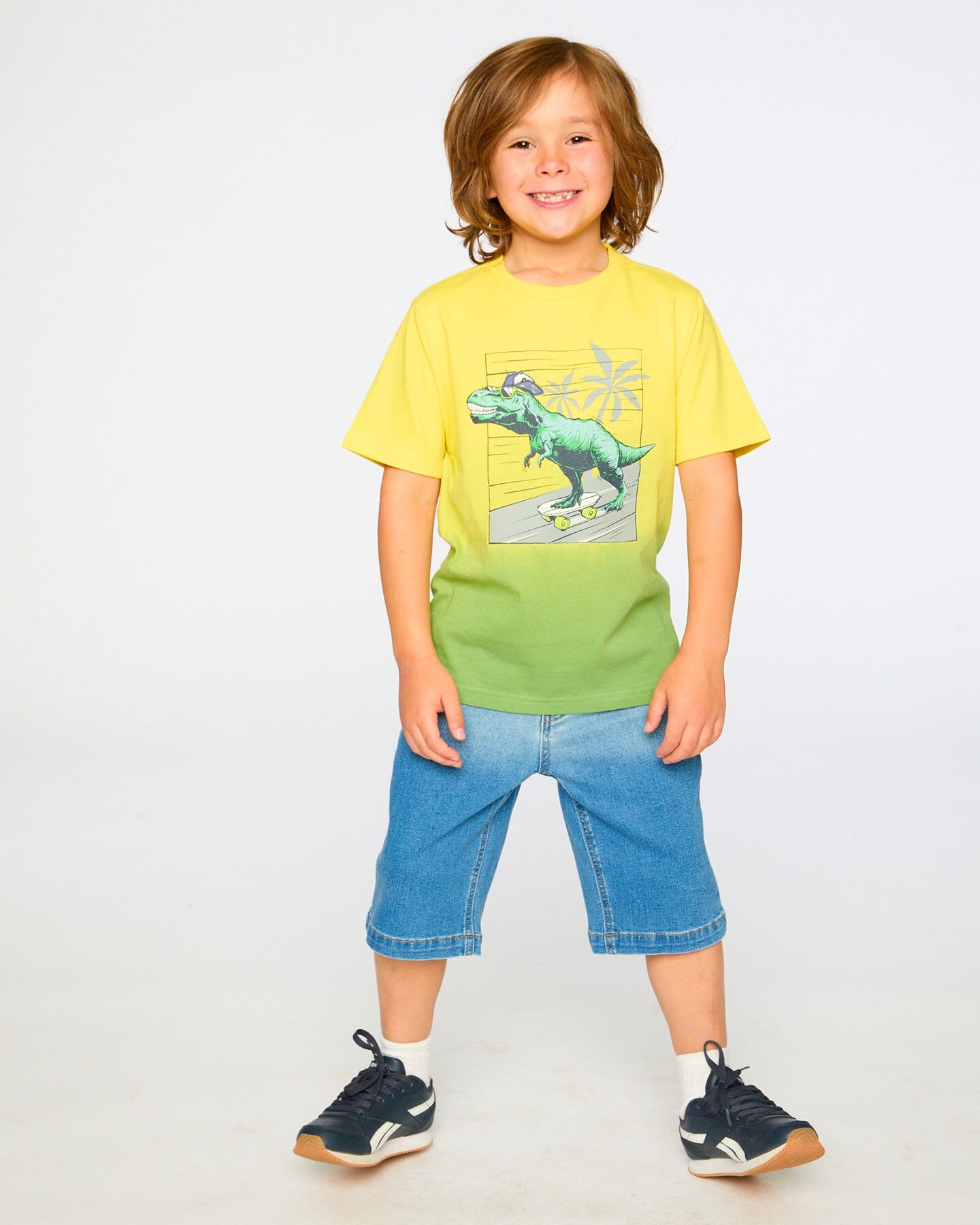 Organic Cotton Jersey T-Shirt With Print Yellow