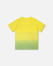 Organic Cotton Jersey T-Shirt With Print Yellow