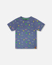 Organic Cotton Jersey T-Shirt Blue Bicycle Print