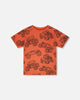 Organic Cotton Jersey T-Shirt Orange Printed Trucks
