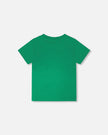 Organic Cotton Jersey T-Shirt With Print Green