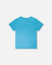 Organic Cotton Jersey T-Shirt With Print Sky Blue