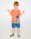 Organic Cotton Jersey T-Shirt With Print Orange