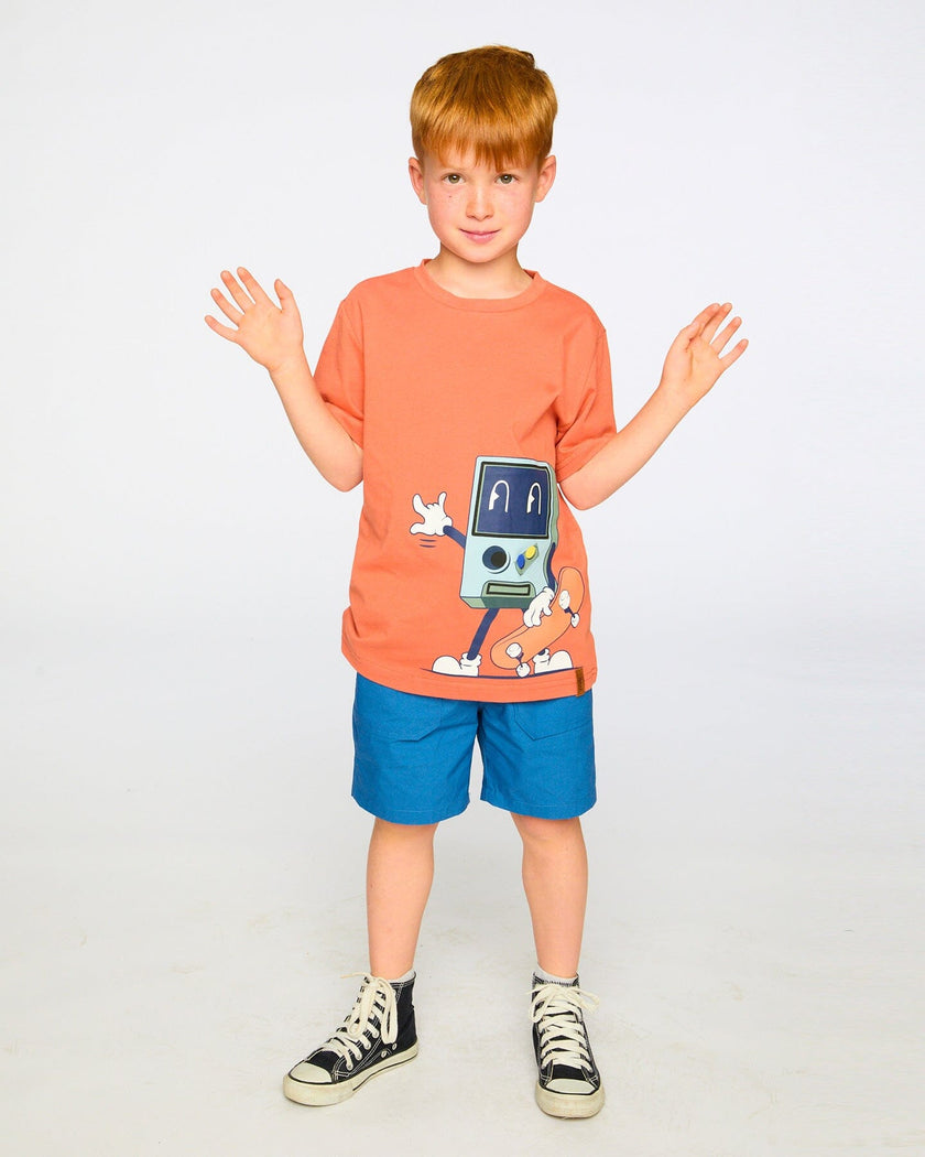 Organic Cotton Jersey T-Shirt With Print Orange