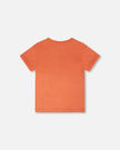 Organic Cotton Jersey T-Shirt With Print Orange