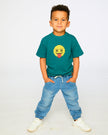 Organic Cotton Jersey T-Shirt With Print Dark Turquoise