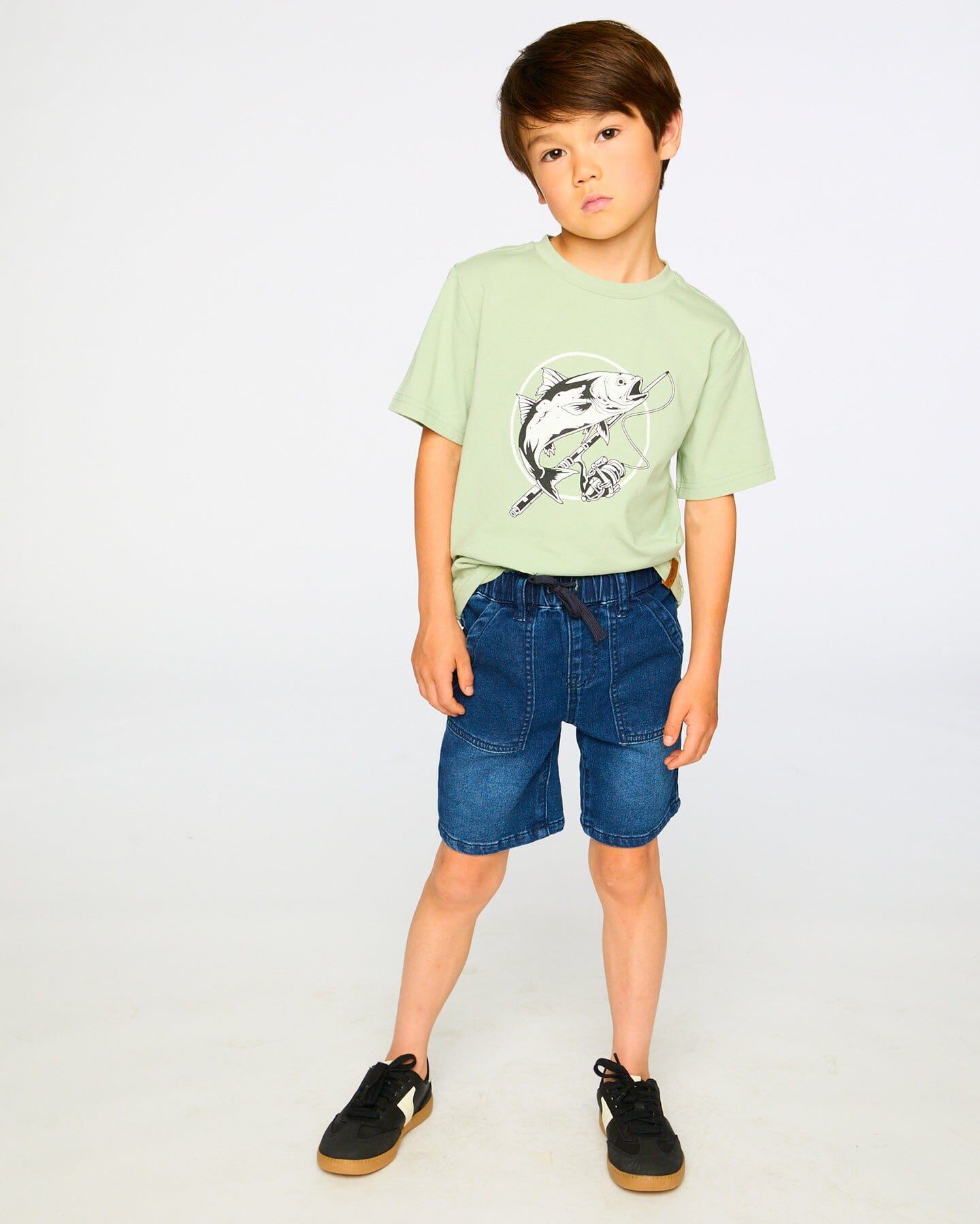 Organic Cotton Jersey T-Shirt With Print Sage