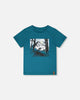 Organic Cotton Jersey T-Shirt With Print Atlantic Green