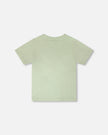 Organic Cotton Jersey T-Shirt With Mountain Print Sage