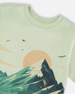 Organic Cotton Jersey T-Shirt With Mountain Print Sage