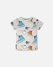 Organic Cotton Jersey T-Shirt Grey Mix Printed Shoes