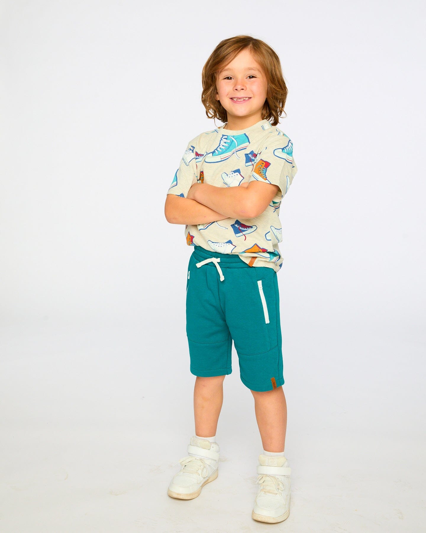 Organic Cotton Jersey T-Shirt Grey Mix Printed Shoes