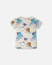 Organic Cotton Jersey T-Shirt Grey Mix Printed Shoes