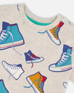 Organic Cotton Jersey T-Shirt Grey Mix Printed Shoes