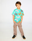 Organic Cotton Jersey T-Shirt Blue Printed Gamepads