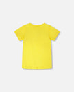 Organic Cotton Jersey T-Shirt With Gamer Print Yellow