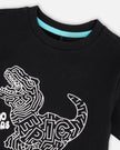 Organic Cotton Jersey T-Shirt With Dino Print Black