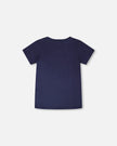 Organic Cotton Jersey T-Shirt With Bike Print Dark Blue