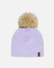 Stretch Jersey Hat Purple With Pompom